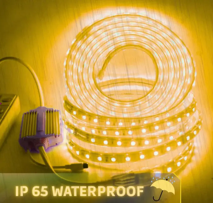Warm LED fairy lights decorating cozy aesthetic bedroom wall